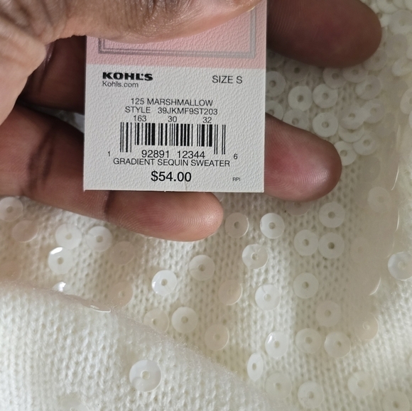 $54 Juicy Couture Turtle Neck Sweater Womens  Sz S Ivory Sequins Pull Over - Picture 6 of 14